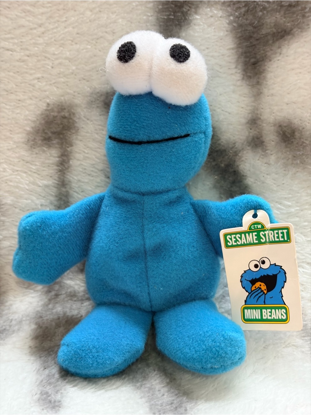 VTG 1999 Sesame Street Cookie Monster Mini Beanbag 4.5” Plush Toy/ New Old Stock